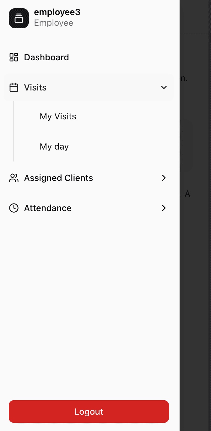 The carer's menu in the Aviora portal
